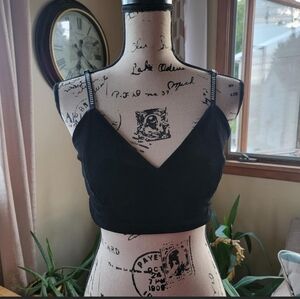 No Comment Black Velvet Crop Top Size Large